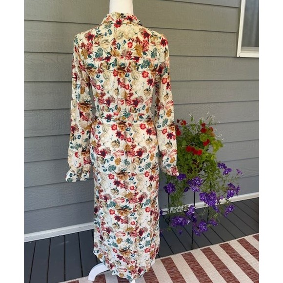 Lucky Brand Chelsea Button-Up Fall Floral Long-Sleeve Dress Size XS - Picture 4 of 7